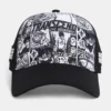 SMILEY Black Comic Strip Print Trucker Cap